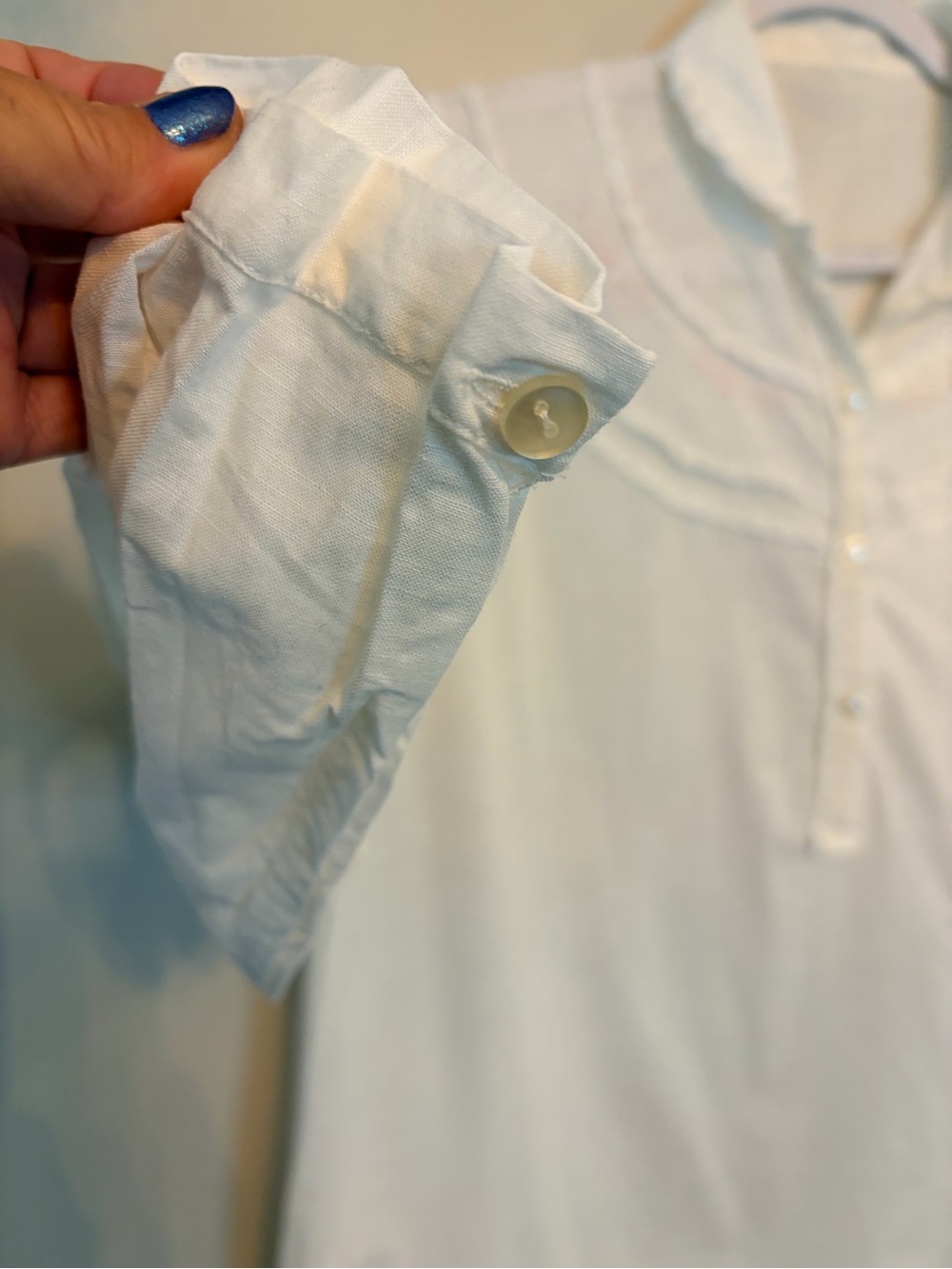 Vintage White Cotton Nightgown Embroidered Lace Trim Cottagecore Sleep Dress - Picture 5 of 6